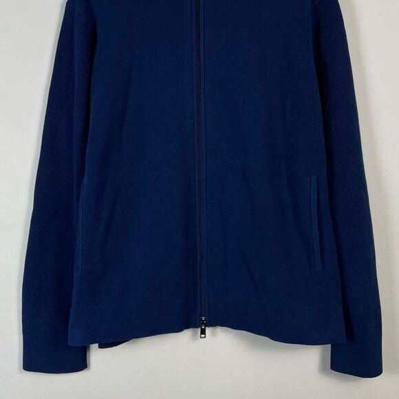 Theory Walton Oragnic Cotton Full Zip ribbed Sweater Size XL NEW Navy - Picture 6 of 15